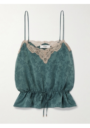 Chloé - Lace-trimmed Silk-jacquard Camisole - Green - FR 34,FR 36,FR 38,FR 40,FR 42,FR 44