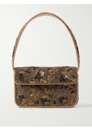 STAUD - Tommy Sequin-embellished Beaded Satin Shoulder Bag - Gold - One size