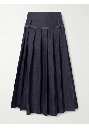 Tolu Coker - Pleated Denim Maxi Skirt - Blue - x small,small,medium,large