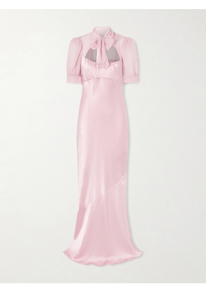 Alessandra Rich - Pussy-bow Silk-satin And Georgette Gown - Pink - IT36,IT38,IT40,IT42,IT44,IT46
