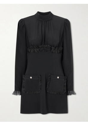 Alessandra Rich - Ruffled Silk-organza And Cady Mini Dress - Black - IT36,IT38,IT40,IT42,IT44,IT46