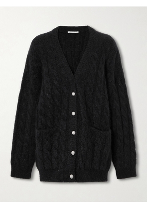 Alessandra Rich - Sequin-embellished Cable-knit Cardigan - Black - IT36,IT38,IT40,IT42,IT44,IT46