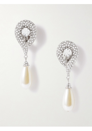 Alessandra Rich - Silver-tone, Crystal And Faux-pearl Clip Earrings - One size