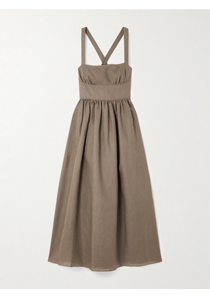 Matteau - Linen And Cotton-blend Midi Dress - Green - 1,2,3,4,5