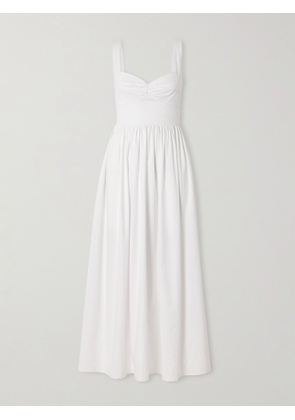 Matteau - Gathered Organic Cotton-poplin Midi Dress - White - 1,2,3,4,5