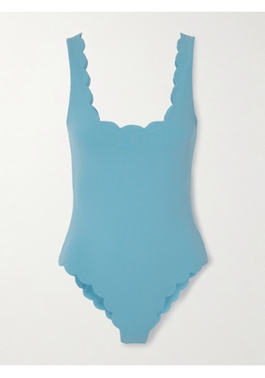 Marysia - Palm Springs Scalloped Seersucker Swimsuit - Blue - x small,small,medium,large