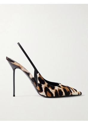 Paris Texas - Lidia Leather-trimmed Leopard-print Calf-hair Slingback Pumps - Animal print - IT35,IT35.5,IT36,IT36.5,IT37,IT37.5,IT38,IT38.5,IT39,IT39.5,IT40,IT40.5,IT41,IT41.5,IT42
