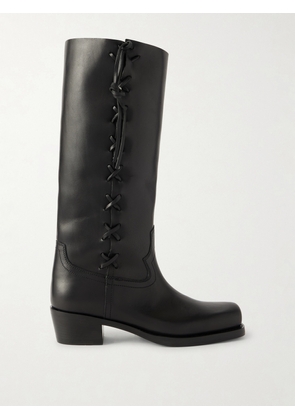 Paris Texas - Roxanne Lace-up Leather Knee Boots - Black - IT35,IT35.5,IT36,IT36.5,IT37,IT37.5,IT38,IT38.5,IT39,IT39.5,IT40,IT40.5,IT41,IT41.5,IT42