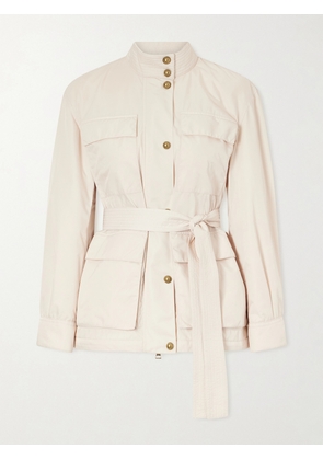 Moncler - Maitake Appliquéd Belted Gabardine Jacket - Neutrals - 00,0,1,2,3,4