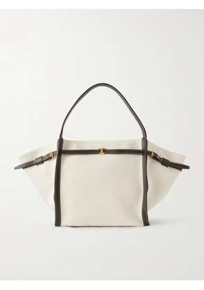 Tod's - Tim Leather-trimmed Canvas Tote - White - One size