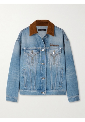 Versace - Suede-trimmed Denim Jacket - Blue - IT40,IT42,IT44,IT46