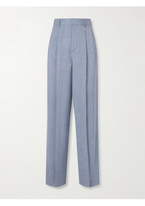 Loro Piana - Hector Pleated Wool, Silk And Linen-blend Wide-leg Pants - Blue - IT36,IT38,IT40,IT42,IT44,IT46,IT48