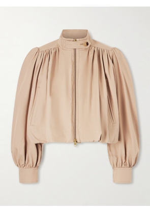 Chloé - Cropped Gathered Organic Cotton-canvas Jacket - Neutrals - FR 34,FR 36,FR 38,FR 40,FR 42,FR 44,FR 46