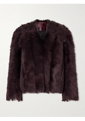 Chloé - Cropped Shearling Jacket - Burgundy - FR 34,FR 36,FR 38,FR 40
