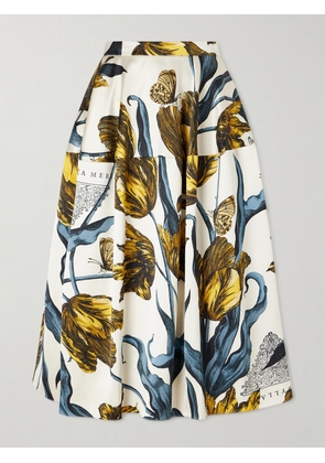 Erdem - Paneled Floral-print Satin Midi Skirt - Ivory - UK 6,UK 8,UK 10,UK 12,UK 14,UK 16