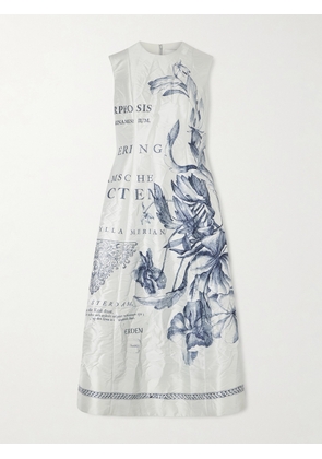 Erdem - Floral-print Crinkled-satin Midi Dress - Gray - UK 6,UK 8,UK 10,UK 12,UK 14,UK 16