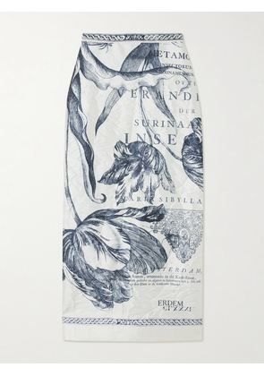 Erdem - Printed Crinkled-satin Midi Skirt - Gray - UK 6,UK 8,UK 10,UK 12,UK 14,UK 16