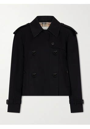 Burberry - Double-breasted Cotton-gabardine Jacket - Black - UK 4,UK 6,UK 8,UK 10,UK 12,UK 14,UK 16