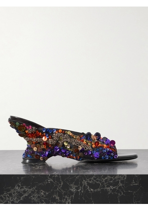 Dries Van Noten - Embellished Satin Mules - Multi - IT36,IT37,IT38,IT39,IT40,IT41