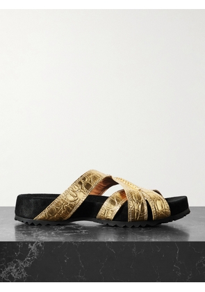 Dries Van Noten - Metallic Croc-effect Leather Sandals - Gold - IT35,IT36,IT37,IT38,IT39,IT40,IT41