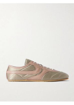 Dries Van Noten - Leather-trimmed Paneled Satin Sneakers - Orange - IT35,IT36,IT37,IT38,IT39,IT40,IT41