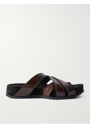 Dries Van Noten - Embossed Leather Sandals - Brown - IT35,IT36,IT37,IT38,IT39,IT40,IT41