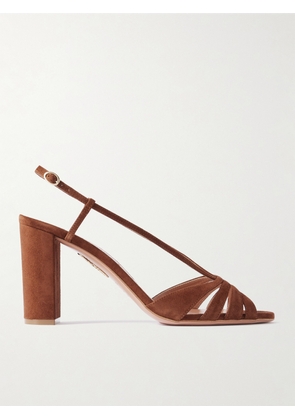 Aquazzura - Aimée 85 Suede Slingback Sandals - Brown - IT35,IT36,IT36.5,IT37,IT37.5,IT38,IT38.5,IT39,IT39.5,IT40,IT40.5,IT41,IT41.5,IT42