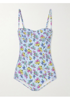 Dolce & Gabbana - Embellished Floral-print Swimsuit - Blue - 1,2,3,4,5