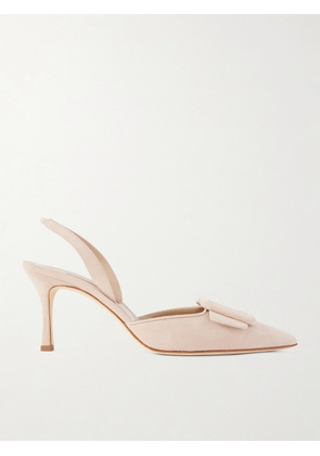 Manolo Blahnik - Maysli 70 Buckled Suede Slingback Pumps - Neutrals - IT35,IT36,IT36.5,IT37,IT37.5,IT38,IT38.5,IT39,IT39.5,IT40,IT40.5,IT41,IT41.5,IT42,IT43