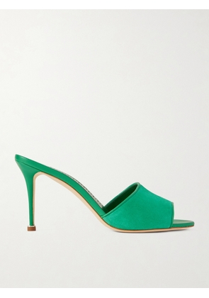 Manolo Blahnik - Larache 90 Suede Mules - Green - IT36,IT36.5,IT37,IT37.5,IT38,IT38.5,IT39,IT39.5,IT40,IT40.5,IT41,IT41.5,IT42