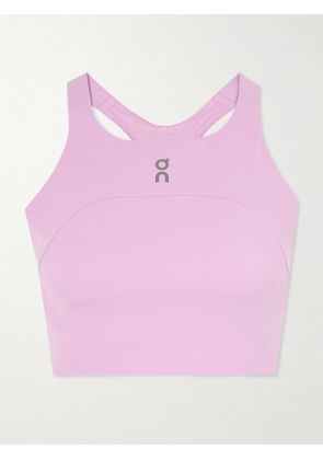 ON - Performance Paneled Cutout Stretch Recycled-jersey Sports Bra - Pink - x small,small,medium,large,x large