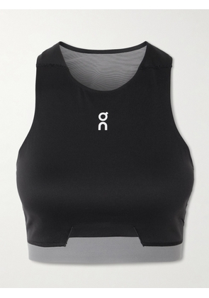 ON - Train 2-in-1 Cropped Stretch Recycled-jersey Top - Black - x small,small,medium,large,x large,xx large