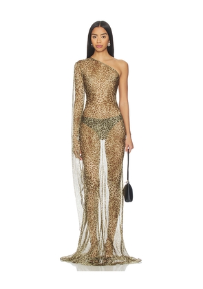 Cha The Label Leopard Print Maxi Dress in Brown. Size XS. Also in S, L.