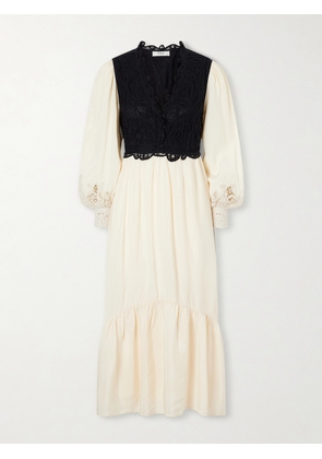 Sea - Adelina Woven And Guipure Lace Maxi Dress - Cream - x small,small,medium,large