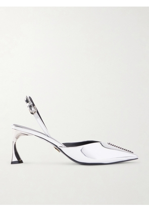 Stella McCartney - Elsa Embellished Metallic Slingback Pumps - Silver - IT36,IT37,IT37.5,IT38,IT38.5,IT39,IT39.5,IT40,IT41