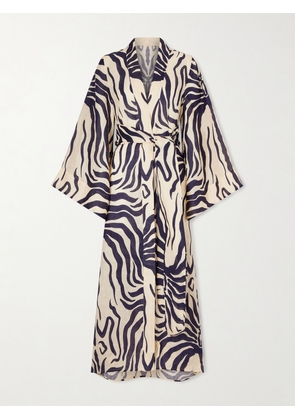Johanna Ortiz - Boa Whisper Belted Zebra-print Linen Coverup - Ivory - x small,small,medium,large,x large