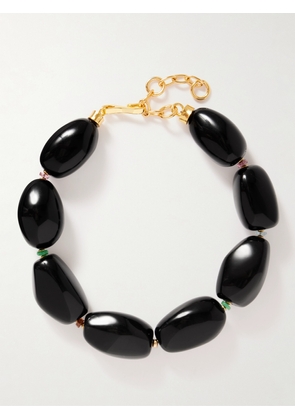 Lizzie Fortunato - Lobos Gold-plated Multi-stone Beaded Choker - Black - One size