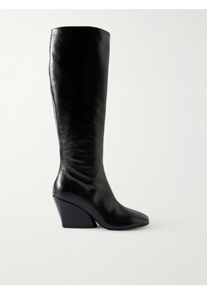 Proenza Schouler - Slant Glossed-leather Knee Boots - Black - IT36,IT37,IT38,IT39,IT39.5,IT40,IT41,IT42