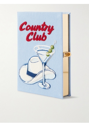 Olympia Le-Tan - Country Club Embroidered Appliquéd Twill Clutch - Blue - One size