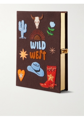 Olympia Le-Tan - Wild West Embroidered Appliquéd Canvas Clutch - Brown - One size