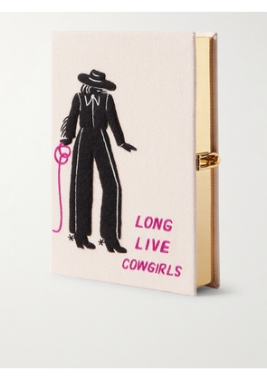 Olympia Le-Tan - Long Live Cowgirls Embroidered Appliquéd Canvas Clutch - Cream - One size