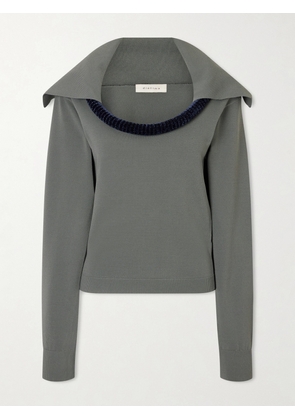 Diotima - Caicos Velvet-trimmed Jersey Stretch-top - Gray - 0,1,2,3,4