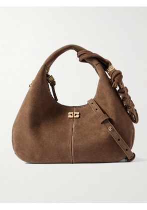 GANNI - Recycled-suede Shoulder Bag - Brown - One size