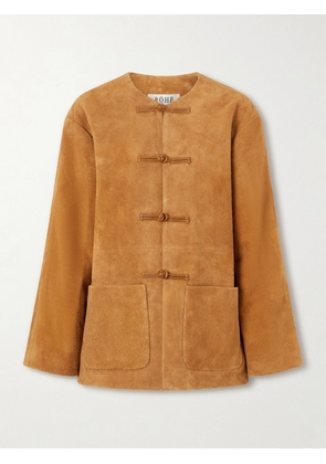 RÓHE - Mandarin Paneled Suede Jacket - Brown - FR 34,FR 36,FR 38,FR 40,FR 42,FR 44