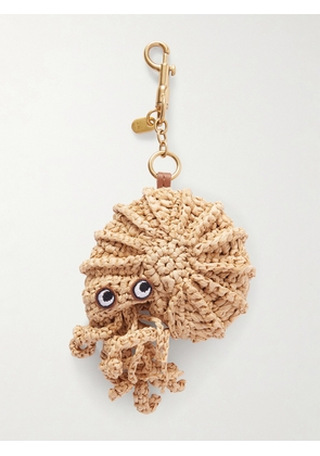 Anya Hindmarch - Hermit Crab Leather-trimmed Gold-tone And Raffia Bag Charm - Neutrals - One size