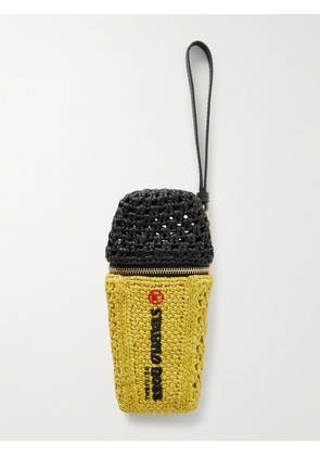 Anya Hindmarch - Stabilo Leather-trimmed Raffia Bag Charm - Yellow - One size