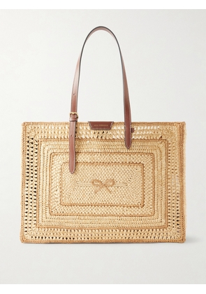 Anya Hindmarch - Bow Leather-trimmed Raffia Tote - Neutrals - One size