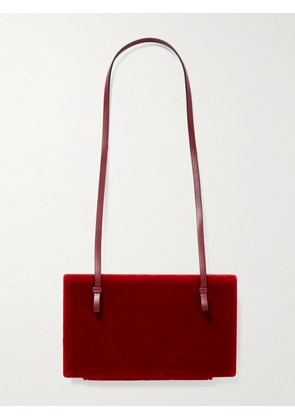 TOTEME - Cocktail Leather-trimmed Velvet Shoulder Bag - Red - One size