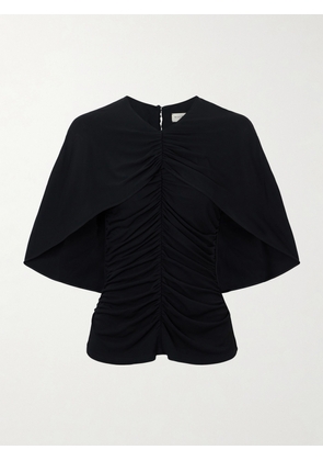 KALLMEYER - Emme Cape-effect Gathered Jersey Top - Black - x small,small,medium,large,x large