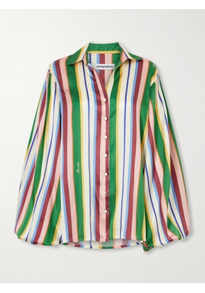 Cristiano Marcheli - Mia Striped Stretch-silk Satin Shirt - Multi - x small,small,medium,large,x large